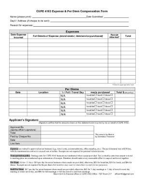 Fillable Online 4163 Cupe Travel Expense Form Cupe 4163 Fillable