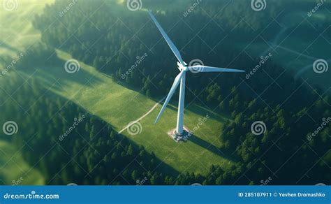 Generative Ai Wind Turbines In A Field Green Farm Landscape Environmentally Eco Friendly