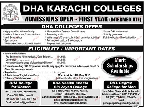 Admission In Class Xi In Dha Karachi College Government Admissions