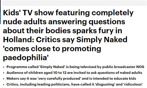 The Dutch Simply Naked Program Got Close To Promoting Paedophilia By