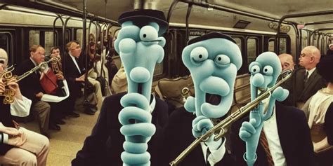 Squidward Playing The Clarinet On The New York Subway Stable