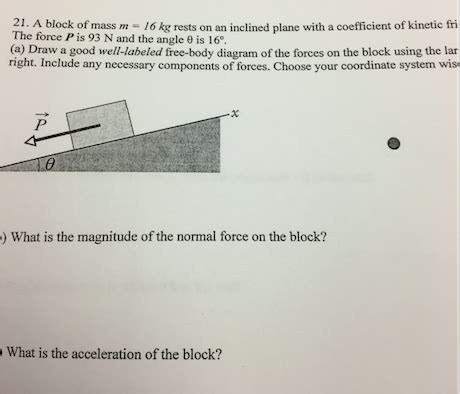 Solved A Block Of Mass M Kg Rests On An Inclined Plane Chegg