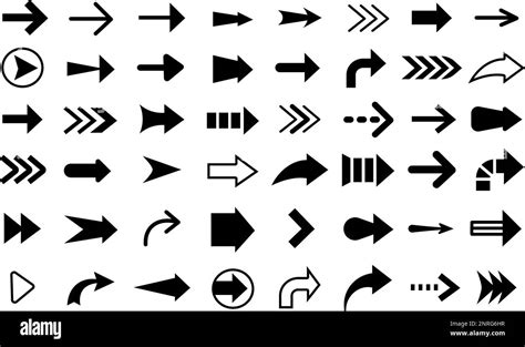 Black arrow cursor, slim indicator and directions signs. Reload icon, left right directionality ...