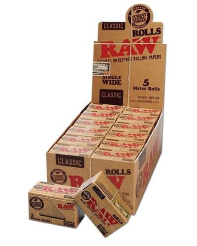 Raw Classic Single Wide 5 Meter Natural Unrefined Rolling Paper Rolls