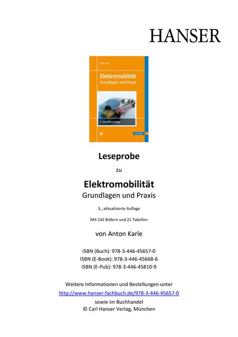 Elektromobilit T Grundlagen Und Praxis Leseprobe Zu Elektromobilit T