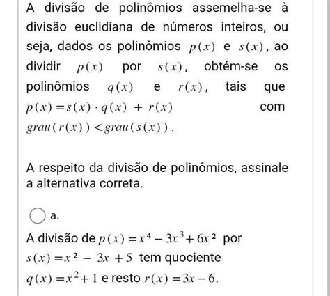 A Divisão De Polinômios Assemelha Se à Divisão Euclidiana De Números