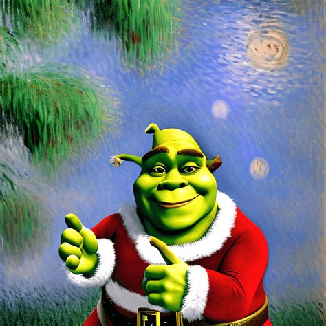 Ultradetailliertes 4K Kunstwerk Shrek Porträt als Weihnachtsmann