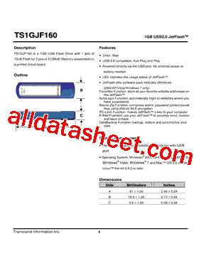 TS1GJF160 Datasheet(PDF) - Transcend Information. Inc.