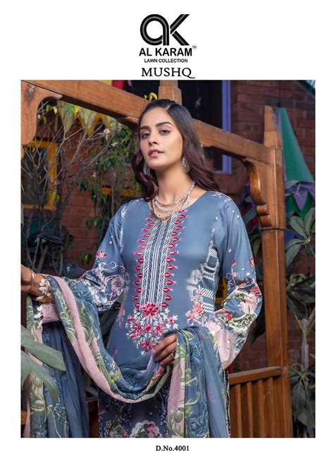 Al Karam Mushq Embroidered Printed Karachi Cotton Dress Material