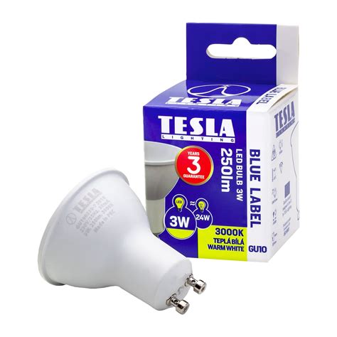 Bec Led TESLA Lighting GU10 3W 230V 250lm 25 000h Lumina Calda