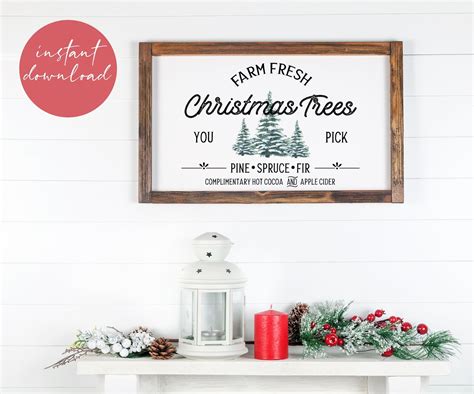 Farm Fresh Christmas Tree Sign Christmas Decor Christmas Etsy