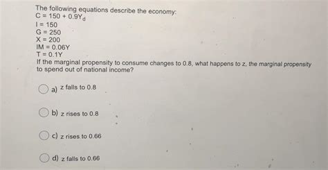 Solved The Following Equations Describe The Economy C Chegg