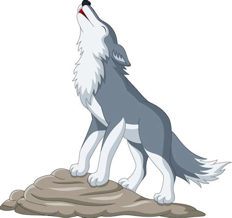 Cartoon Wolf Howling On The Rock Premium Vector Freepik Vector