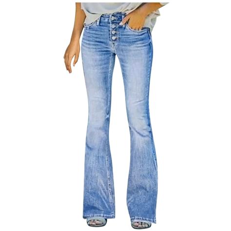 Blocloalo High Waisted Jeans For Women Cotton Stretchy Slim Fit Bell Bottom Jeans Vintage