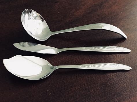 Vintage Wheat Stainless Serving Flatware Ladle Jelly Spoon Flat Butter