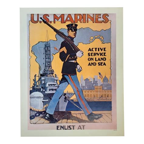 1960s1970s United States Marines Enlistment Advertisement Poster