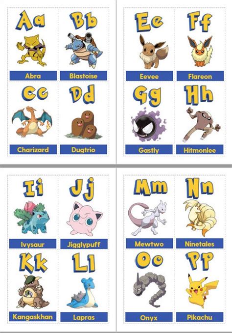 ABC Flash Cards Digital Pokemon A Z Alphabet Montessori Etsy South