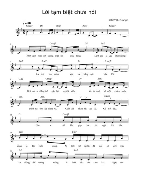 Lời Tạm Biệt Chưa Nói Sheet Music For Piano Solo Easy