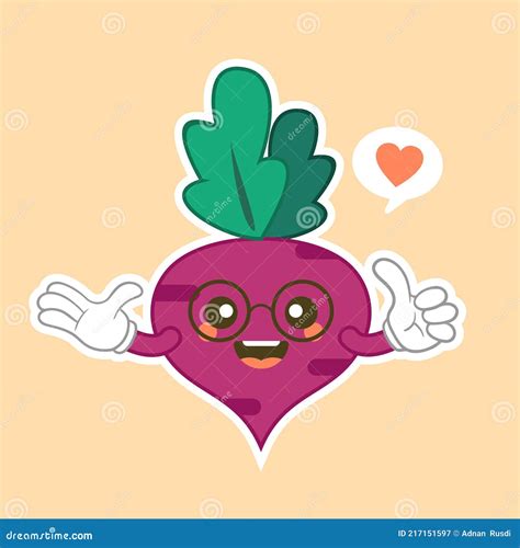 Beetroot Character Flat Design Isolated Cartoon Purple Beetroot With