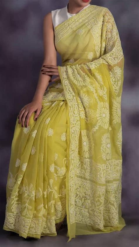 Chikenkari Saree Indian Saree Blouses Designs Elegant Saree Saree