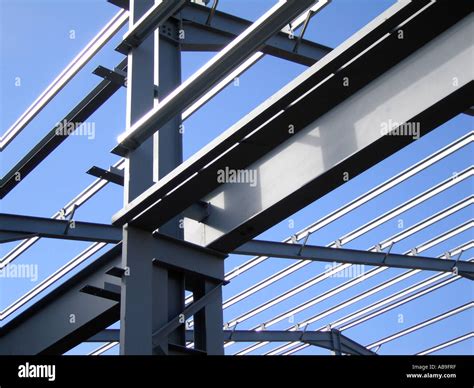 Steel portal frame building during construction Stock Photo - Alamy