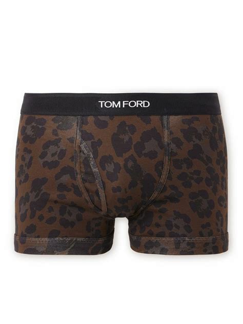 Tom Ford Leopard Print Stretch Cotton Boxer Briefs Brown Tom Ford