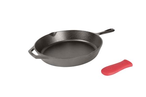 Buy Lodge Cast Iron Skillet With Red Silicone Hot Handle Holder 12