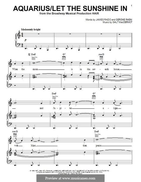 Aquarius | Download sheet music, Printable sheet music, Sheet music