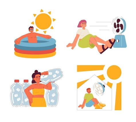 Premium Vector Stay Cool During Heat Wave Flat Concept Vector Spot