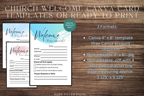 Printable Church Welcome Cards Visitor Cards Connection Cards Diy In