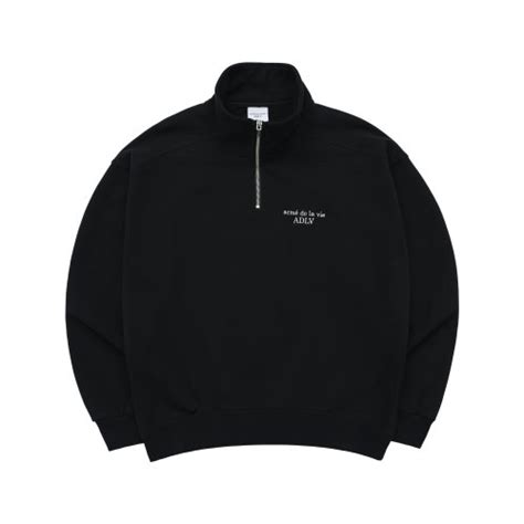 MUSINSA acmé de la vie BASIC LOGO NEEDLEWORK PULLOVER SWEATSHIRT BLACK