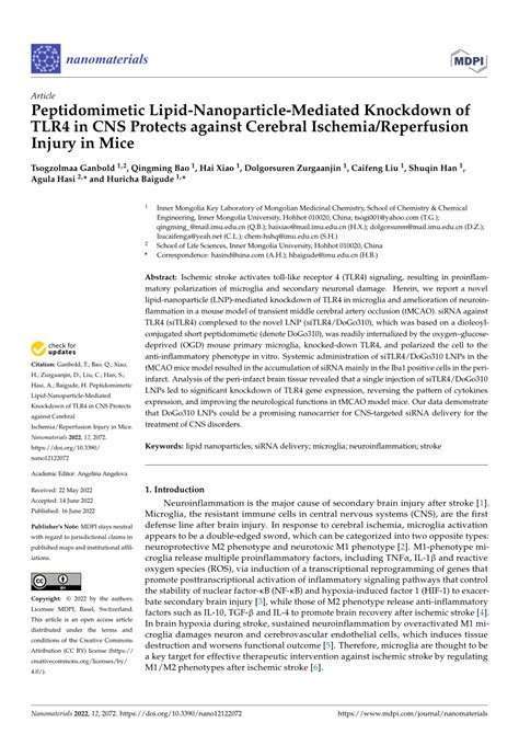 Pdf Peptidomimetic Lipid Nanoparticle Mediated Knockdown Of Tlr4 In