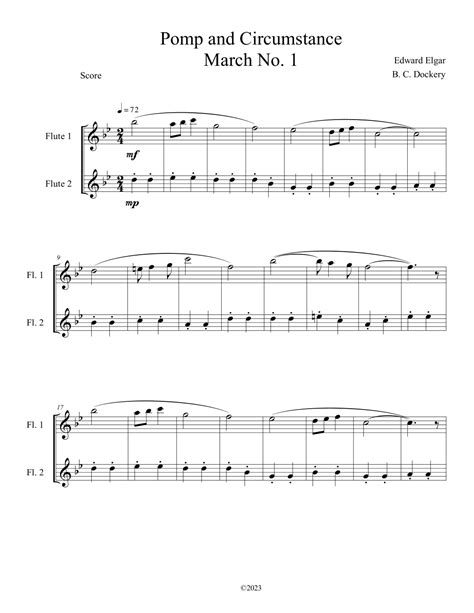 Pomp And Circumstance Flute Duet Arr B C Dockery By Edward Elgar