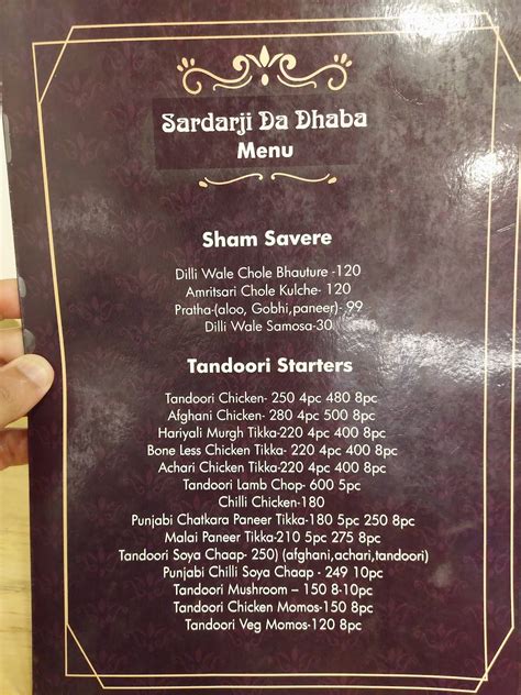 Menu At Sardarji Da Dhaba Bengaluru