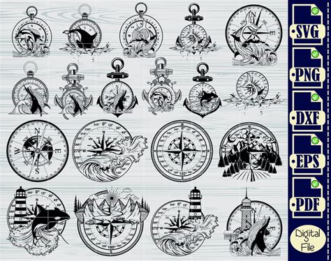 Compass Svg Bundle Nautical Compass Svg Scenic Compass Clipart Cut Files For Silhouette