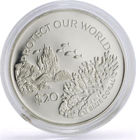 Tuvalu Dollars Protect Our World Marine Life Blue Coral Fish Silver