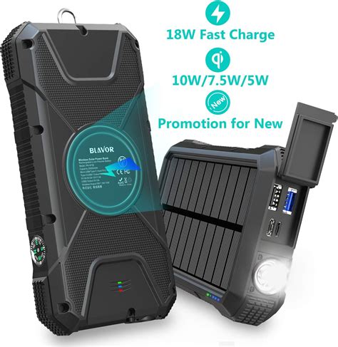 Blavor Fast Power Bank 20000 Mah 18 W Quick Charge 30 And 10 W 75 W Inductive Charging Solar