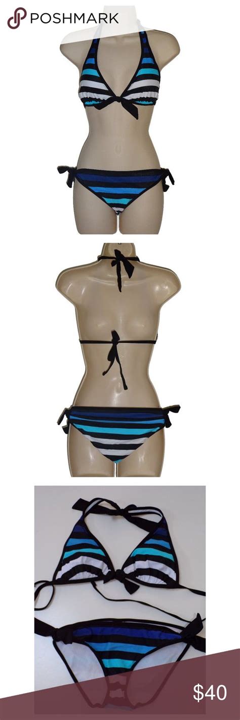 Tommy Bahama Blue Striped Halter Bikini Tommy Bahama Bikini Set Size