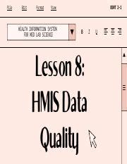 HIS LESSON 8 HMIS DATA QUALITY Pdf File Edit Format BSMT 2 1 View