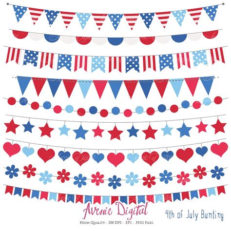 Patriotic Bunting Banner Clipart. Scrapbook Printable Vector | Etsy