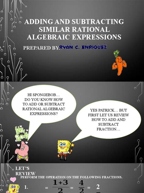 Adding And Subtracting Similar Rational Algebraic Expressions Pdf