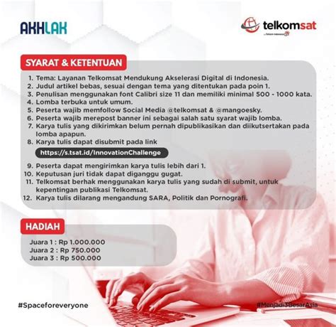 Lomba Menulis Artikel Telkomsat Berhadiah Total Rp