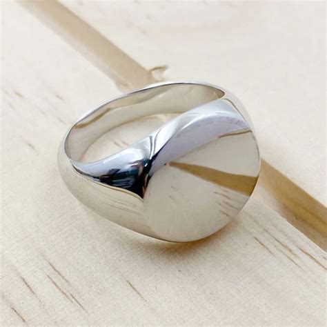 Customize Solid 925 Sterling Silver Signet Rings Mens Wedding Band Diy