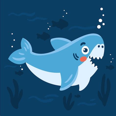 Free Vector Flat Baby Shark In Cartoon Style