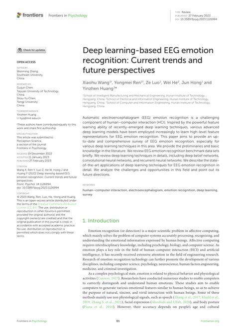 PDF Deep Learning Based EEG Emotion Recognition Current Trends And