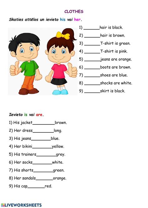 His Her Clothes Worksheet Live Worksheets