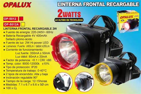 Linterna Frontal Recargable Opalux Op De W En Per Prosinfer