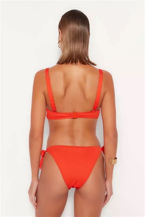 Buy Trendyol Tie Textured Bikini Bottom With Regular Legs Online