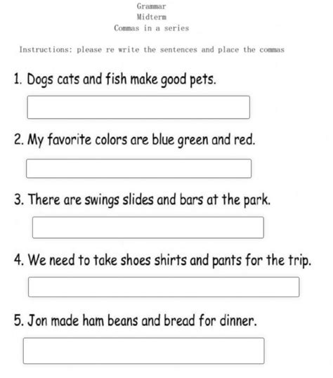 Free Using Commas In A Series Worksheet Download Free Using Commas In A Series Worksheet Png