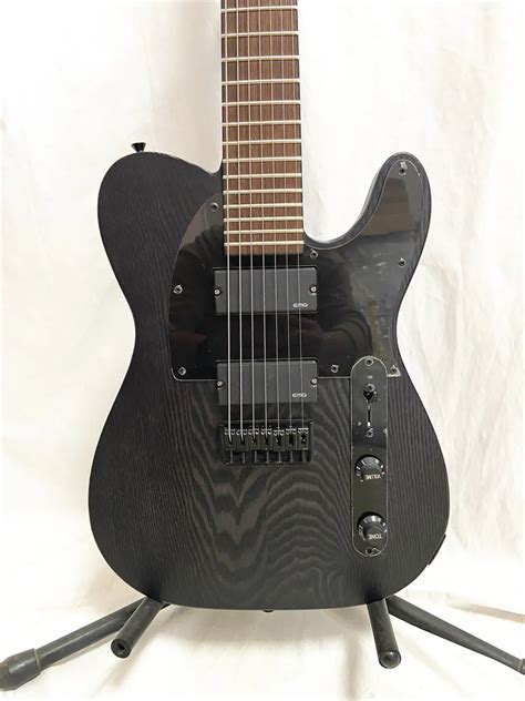 Matte Black Custom Tl 7 String Warlock Electric Guitar With Active Emg Pickup And Black Hardware